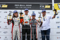Spielberg (AUT) 15-17 JULY 2016 - Renault Sports Series 2016 at The Red Bull Ring. Race2: Harrison Scott #22 AVF, Max Defourny #33 R-ACE GP and Lando Norris #02 Josef Kaufmann Racing. Portrait. © 2016 Sebastiaan Rozendaal / Dutch Photo Agency / LAT Photographic